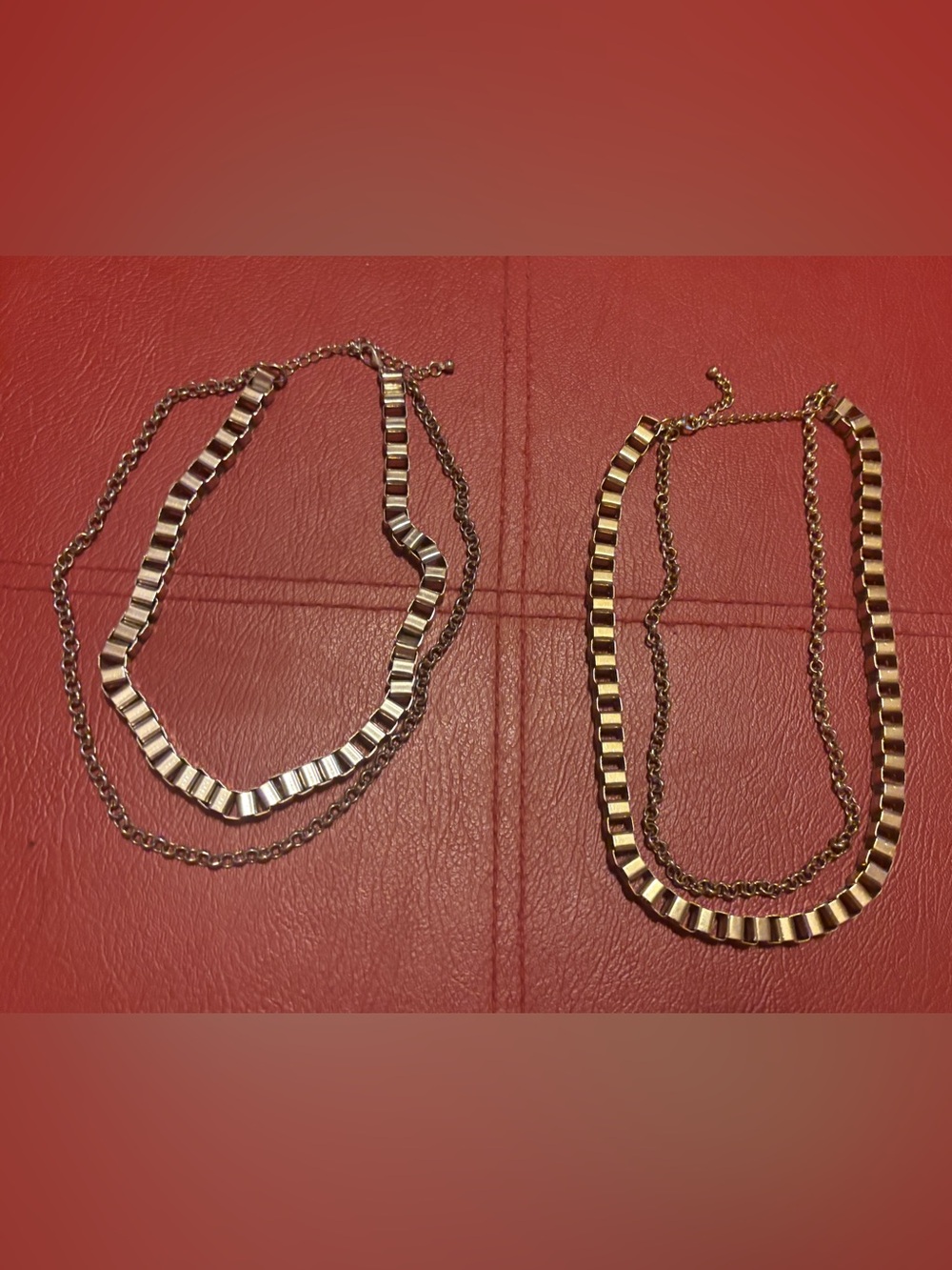 ✨Gold and Silver Layered Chunky Box Link Chain Necklaces